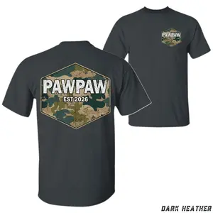 Pawpaw EST 2026 Camo T-shirt, Hoodie – New Grandpa Gift Tee for Men, Outdoor & Hunting Inspired Camo Design