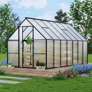 GARVEE 8'x14' , Large Enhanced Aluminum Greenhouses Kit for Outdoors, Aluminum-Framed Polycarbonate Greenhouse, Heavy Duty Polycarbonate Greenhouse with Quick Setup Structure and Roof Vent