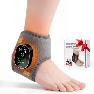 Foot massager for neuropathy and plantar fasciitis pain relief, ankle massager, heated ankle brace wrap with 4 heat levels and 3 vibration modes for women and men (Gray)