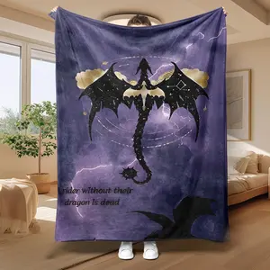 Dragon Pattern Blanket, Soft Throw Blanket, Air-conditioned Room Blanket, Warm Nap Blanket for Home Office Travel Camping, Slogan Print Blanket,summervibes