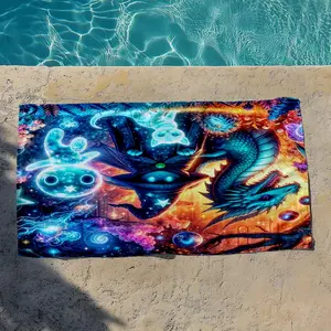 1 piece The Magician and the Mysterious Totoro Illusion themed beach towel - Multi-functional Beach Towel, Eco-friendly Dyed Fabric, suitable for Home, Travel, Gift, Quick-dry and Absorbent, Modern Pattern Style, Ideal Birthday Present