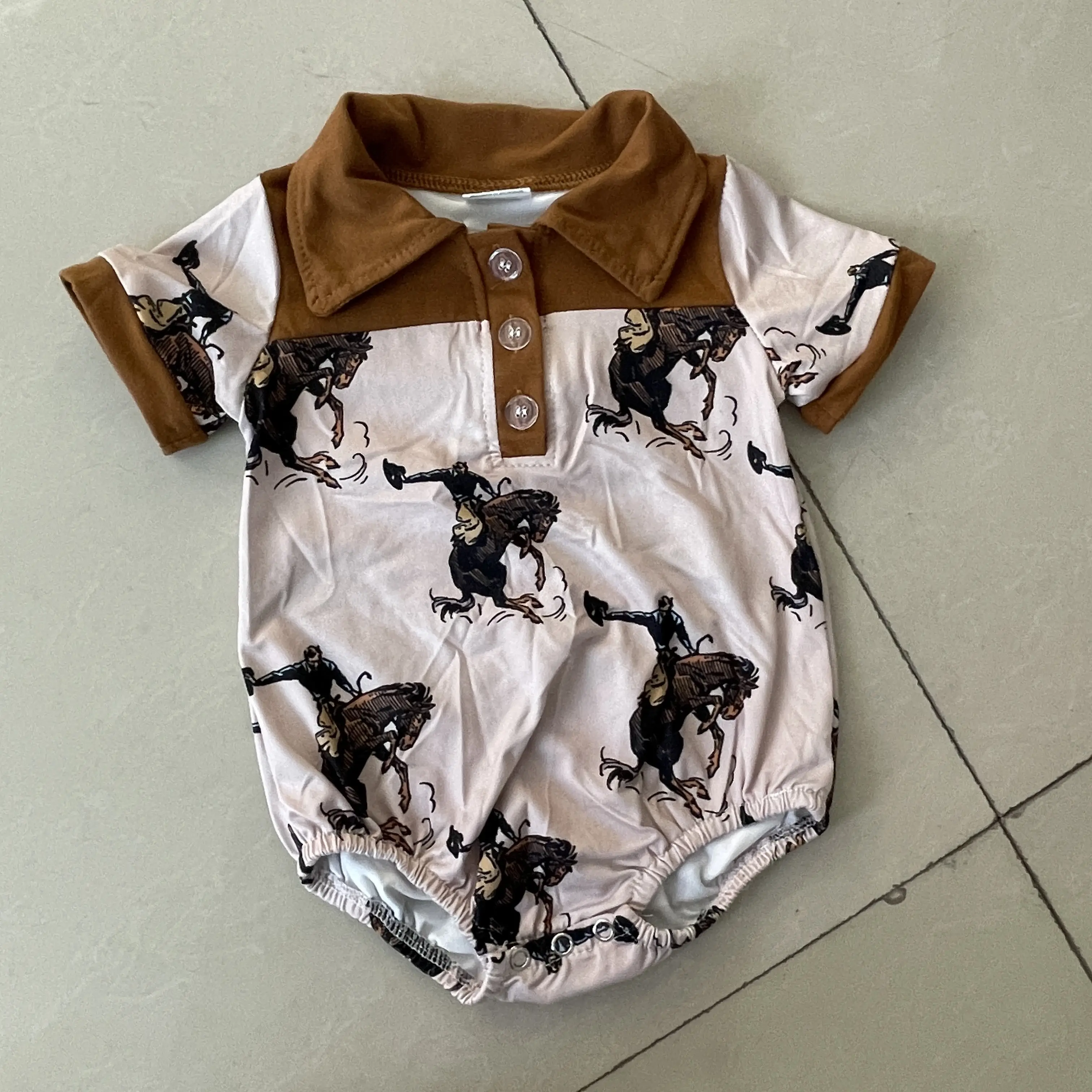Baby Boy Western Clothes Summer Boy Bubble Baby Onesie Horse Boy Summer Clothes