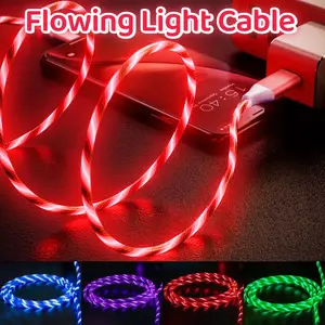 Flowing LED Data Line, Meteor Glowing Charging, Realistic Smooth USB-C to USB Cable, Durable PVC, Compatible with iPhone Xiaomi Samsung
