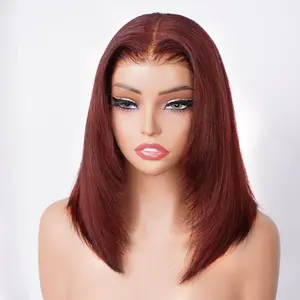 OQ Hair Reddish Brown Color Layered Cut Yaki Straight 7x5 Glueless Wig 220% Density Pre Everything Wear Go Wigs Human Hair With Drawstring Beginner Friendly
