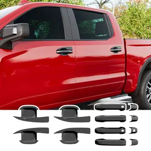 [Fits Silverado & Sierra 1500]12PCS Door Handle Cover Compatible with 2019-2026 Chevy Silverado GMC Sierra 1500 20-26 2500 3500 Door Bowl ABS Glossy Black Handle Protector Replacement for 19-26 Silverado Accessories
