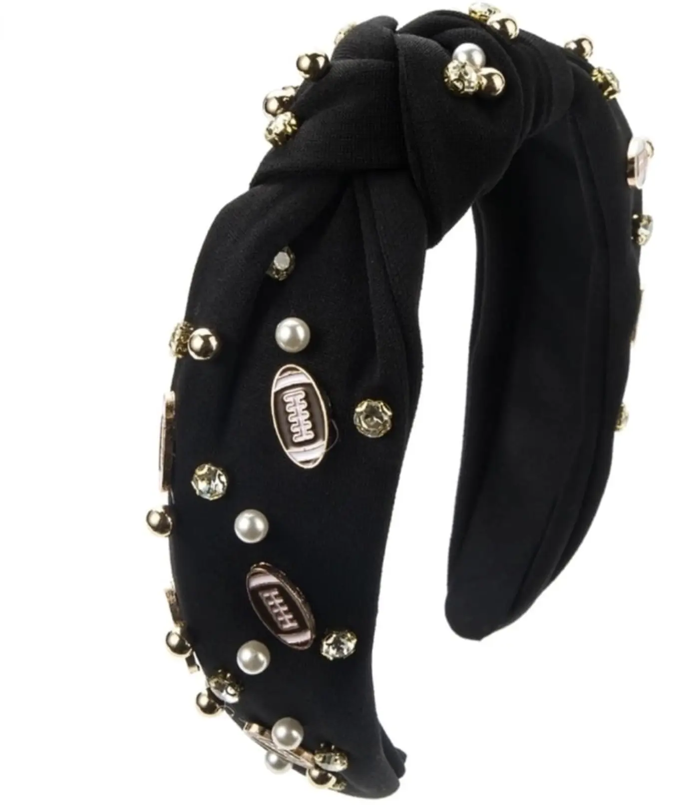 Football Rhinestone Headband - Unisex Sparkling Design for Game Day Style & Team Spirit