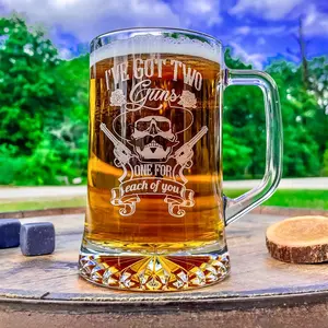 Doc Holliday Mug / Two Guns / Engraved 23 oz. Glass Beer Mug / Gift for Him / Gifts for Men / Mother's Day Gift