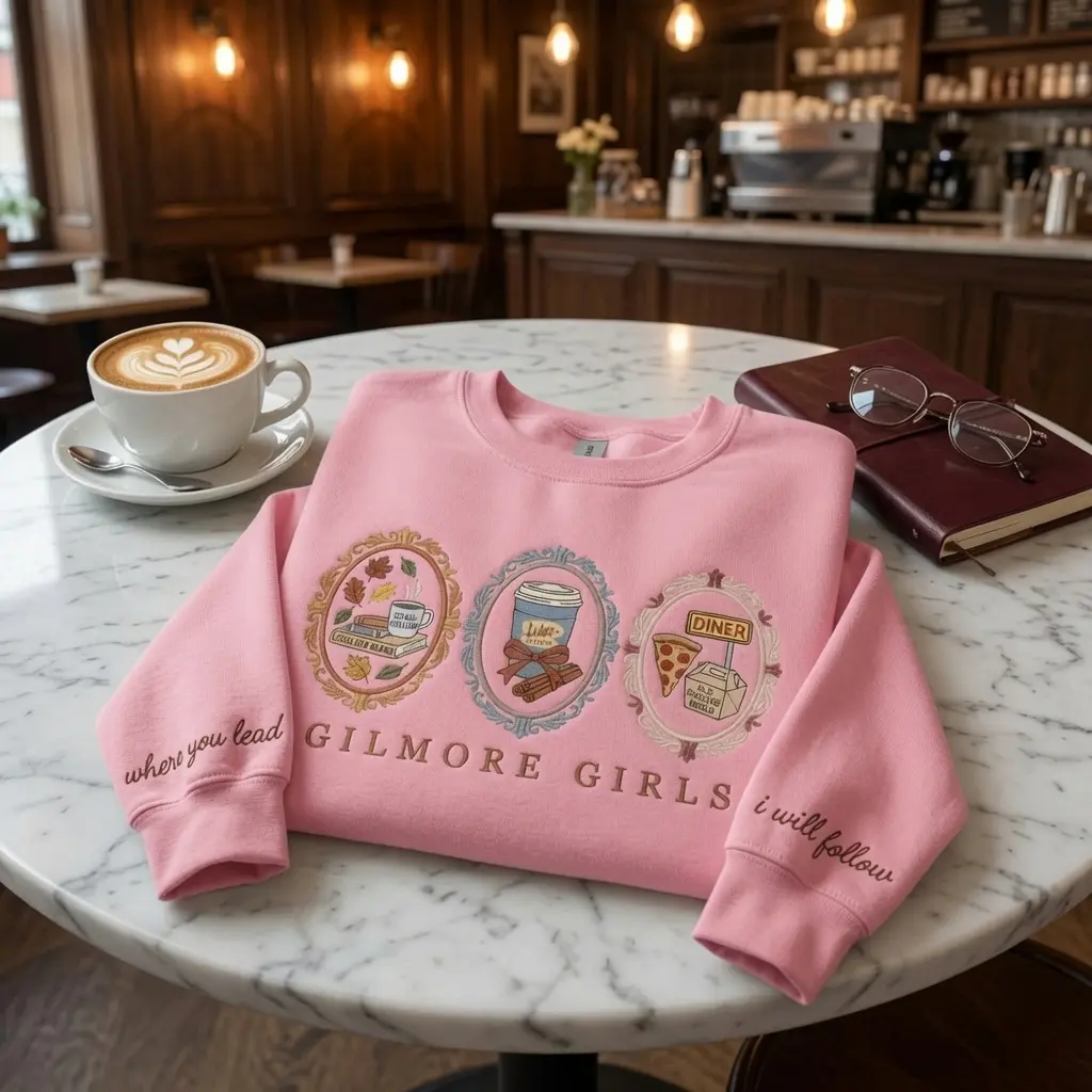 Stars Hollow Embroidered Sweatshirt, Gilmore Inspired Crewneck, Cozy Fall Embroidery Shirt, Connecticut Coffee Lover Gift, Gilmore Fan Gift