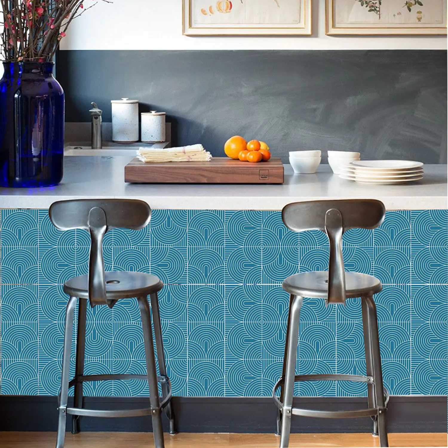 15 Pcs Matte Texture Tile Sticker, Removable Waterproof Wall Sticker, Easy to Stick and Clean, Geometric Arch Pattern, Home and Office Decor