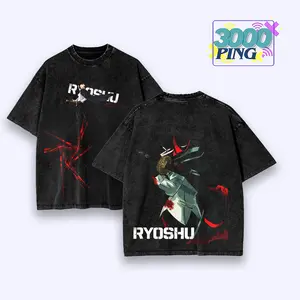 Limbus Company Ryoshu Vintage Bootleg Inspired Wash Tee, Retro Anime RPG Gaming Graphic Unisex T-Shirt, Project Moon Heroine Heavyweight Sweatshirt, Y2K Glowing Gold Nostalgia Oversized Streetwear Hoodie And Tank Top Apparel
