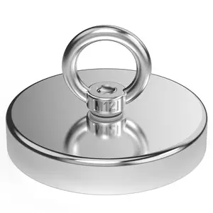 Fishing Magnet, Over 1700 Lbs Pulling Force Strong Neodymium Magnet Heavy Duty, Rare Earth Magnets with Eyebolt, Diameter 4.72 inches for Magnetic Fishing, Hunting, Retrieving in River