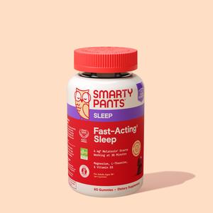 SmartyPants Adult Fast-Acting Sleep‡ Support Supplement with Melatonin, Magnesium, and L-theanine, 60 Gummies