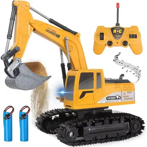TOPLIVING Remote Control Excavator Toys for Boys, RC Excavator Toy for Boys 3 4 5 6 7 8 Year Old Kids Christmas Birthday Gift, RC Digger Truck Construction Vehicles with Metal Shovel Light
