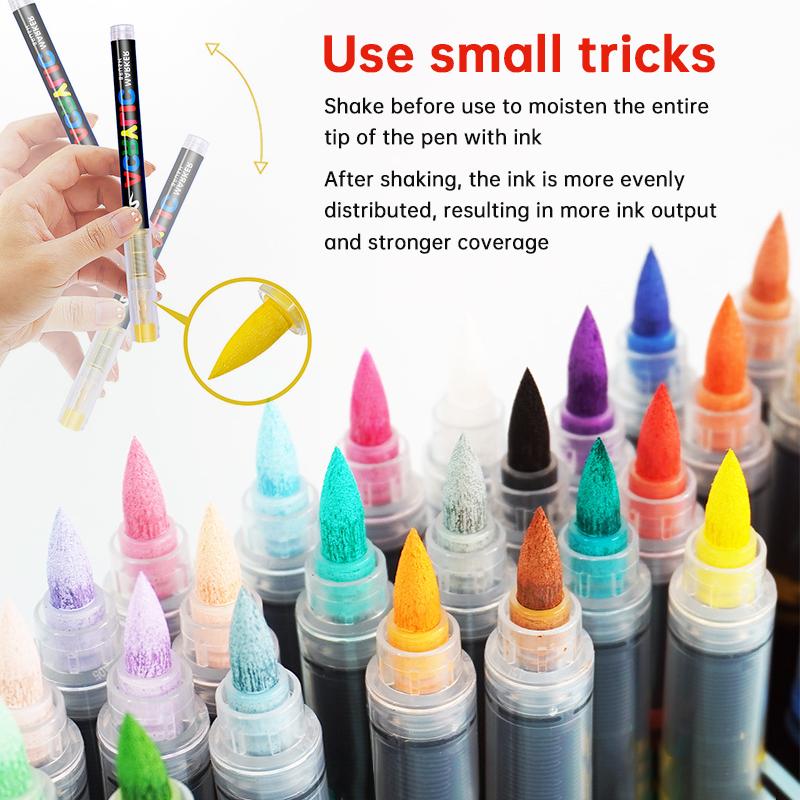 Acrylic Paint Markers - 36 Color pc Marker Pen Set, Artist Fine and Soft Brush Tip Marker for Rock Painting, Books Coloring, Note Taking, Card Writing, Ston Graffiti, DIY Crafts, Drawing Art Supplies Kit, Professional Art Pen Set, Valentine's Day Gifts