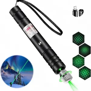 Rechargeable Green Laser Pointer High Power Green Beam Laser Light Long Distance Range for TV/LED/LCD Screens Tactical Flashlights Presentation Office/Outdoors/Astronomic cat toy,  green light starry sky, USB rechargeable infrared cat teasing laser pen