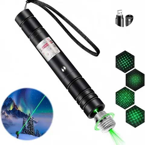 Rechargeable Green Laser Pointer High Power Green Beam Laser Light Long Distance Range for TV/LED/LCD Screens Tactical Flashlights Presentation Office/Outdoors/Astronomic cat toy, green light starry sky, USB rechargeable infrared cat teasing laser pen