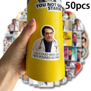 Cartoon Doctor Letter Pattern Sticker (50pcs), Waterproof Self Adhesive Decor Paper, Decor Sticker for Water Bottle, Drinkware Accessories, Funny Stickers