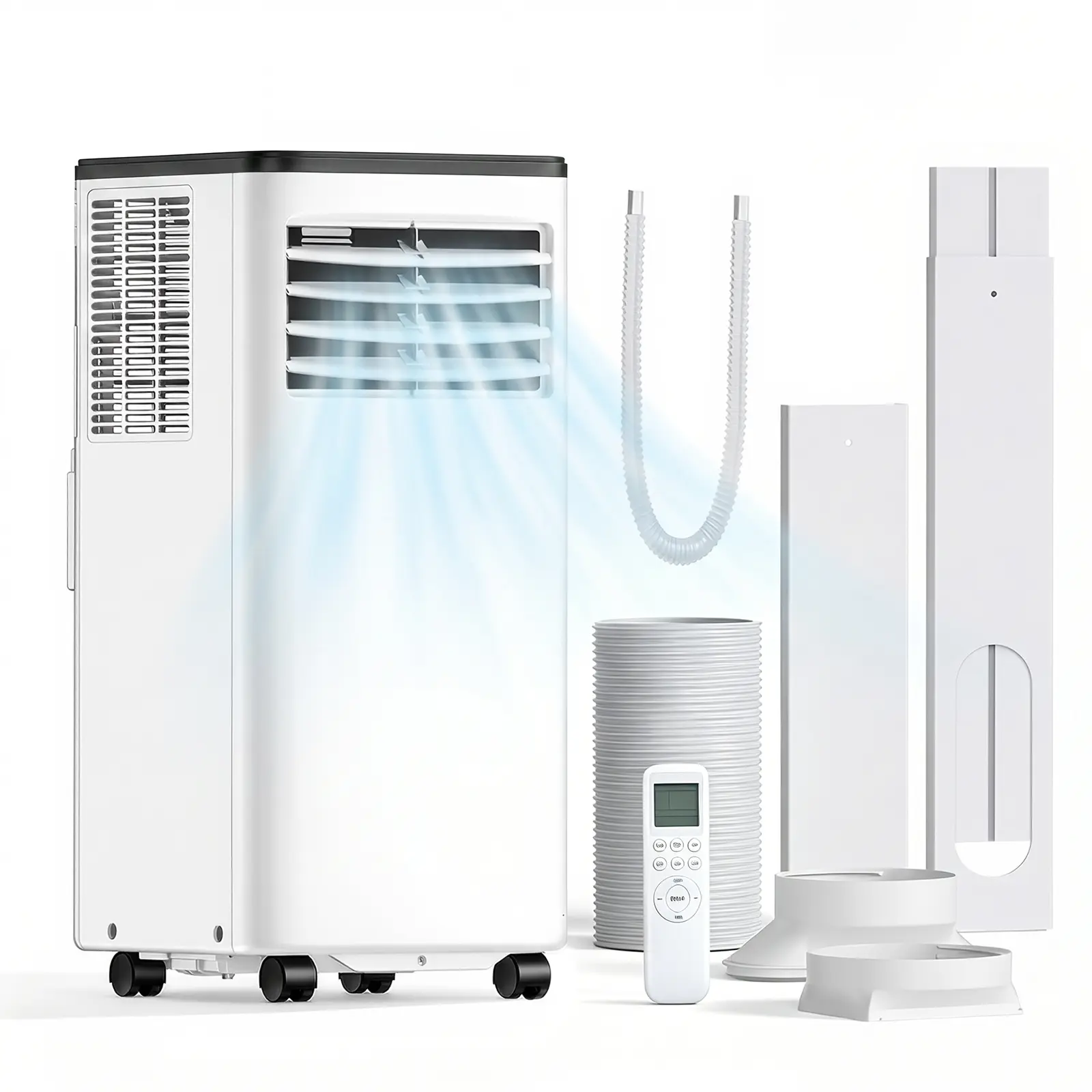 Cowsar 8000 BTU Portable Air Conditioner delivers fast, reliable cooling for spaces up to 350 sq. ft. This 3-in-1 unit combines cooling, dehumidification and fan modes, ideal for apartments, offices, garages and RVs.