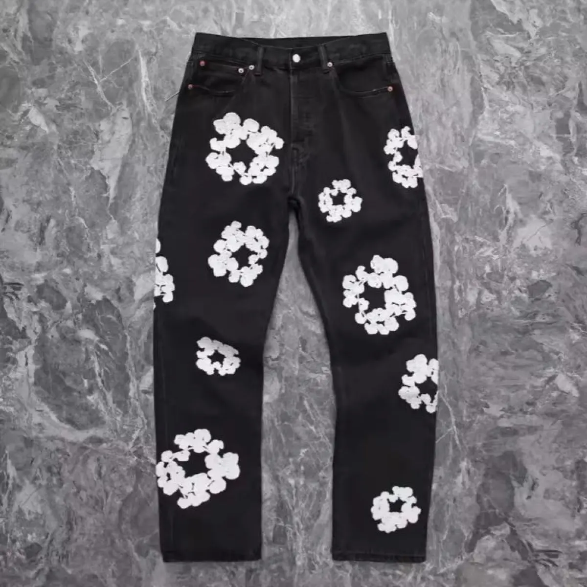 Embroidered Kapok Loose Straight Leg Casual Men's and Women's Jeans, Fashion Couple Pants, Piece, EverydayEssential, ComfortableFit, BasicStaple, ModernClassic, TrendyLook, SmartCasual