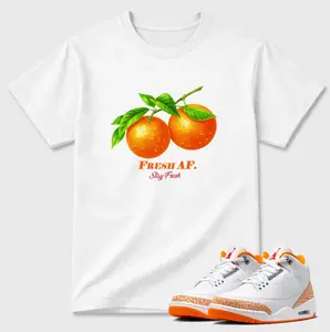 Orange Citrus 3 Sneaker Match Shirt, Orange White Outfit Tee, Streetwear Graphic T-Shirt, Unisex Cotton Tee, Unisex Shirt Gift