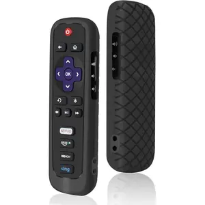 Remote Case for Roku, Battery Cover for TCL Smart TV Steaming Stick, Silicone Protective Controller Remote Cover Universal Sleeve Skin Black