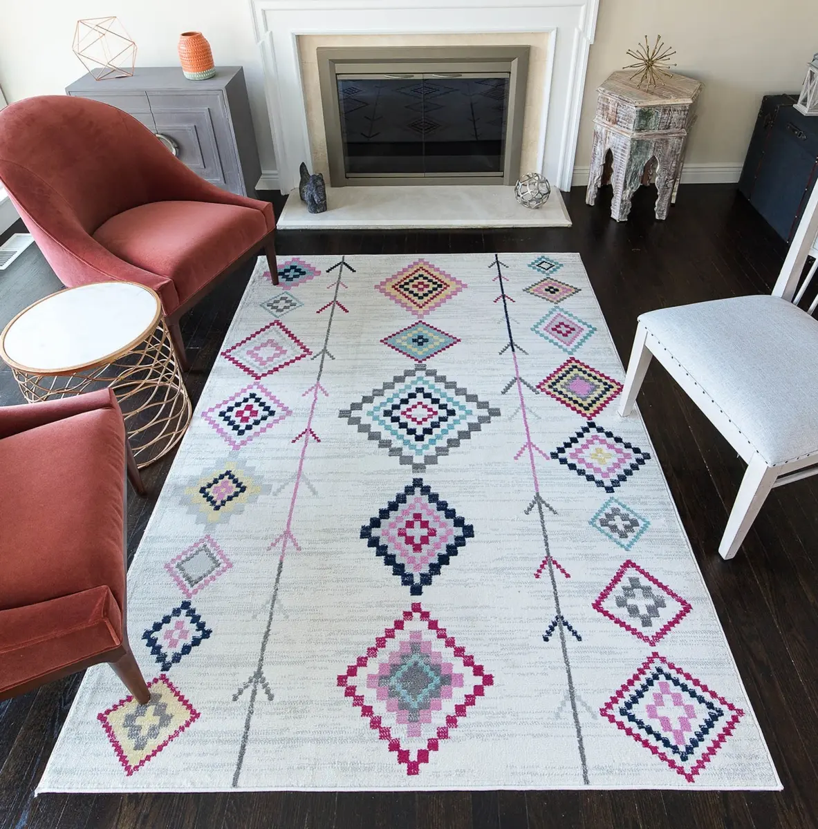 CosmoLiving RA28342 4x6 ft. Soleil BR15A Native Ivory Tribal Moroccan Boho Indoor Home Decor Area Rug, Boho Area Rug, Home Decor Rugs