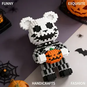 1548pcs Halloween Pumpkin Bear Building Blocks Set, Creative DIY Craft Toy, Home Decor, Stress Relief Model, Birthday Gift
