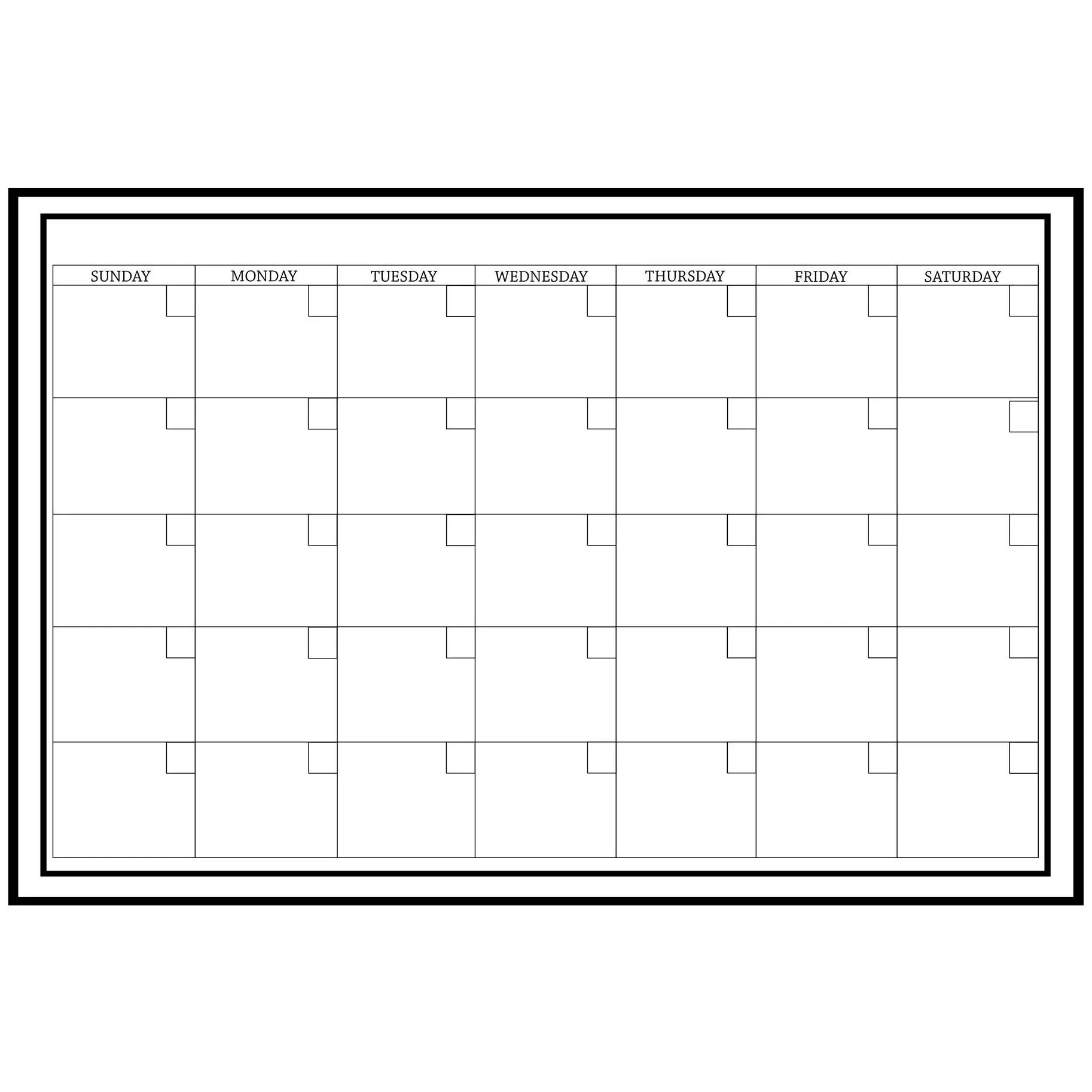 Large White Monthly Dry Erase Calendar Decal