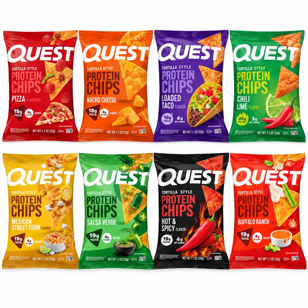 Quest Protein Chips 8-Pack - High Protein Crisps, Customized Assorted 8-Flavor Snack Pack