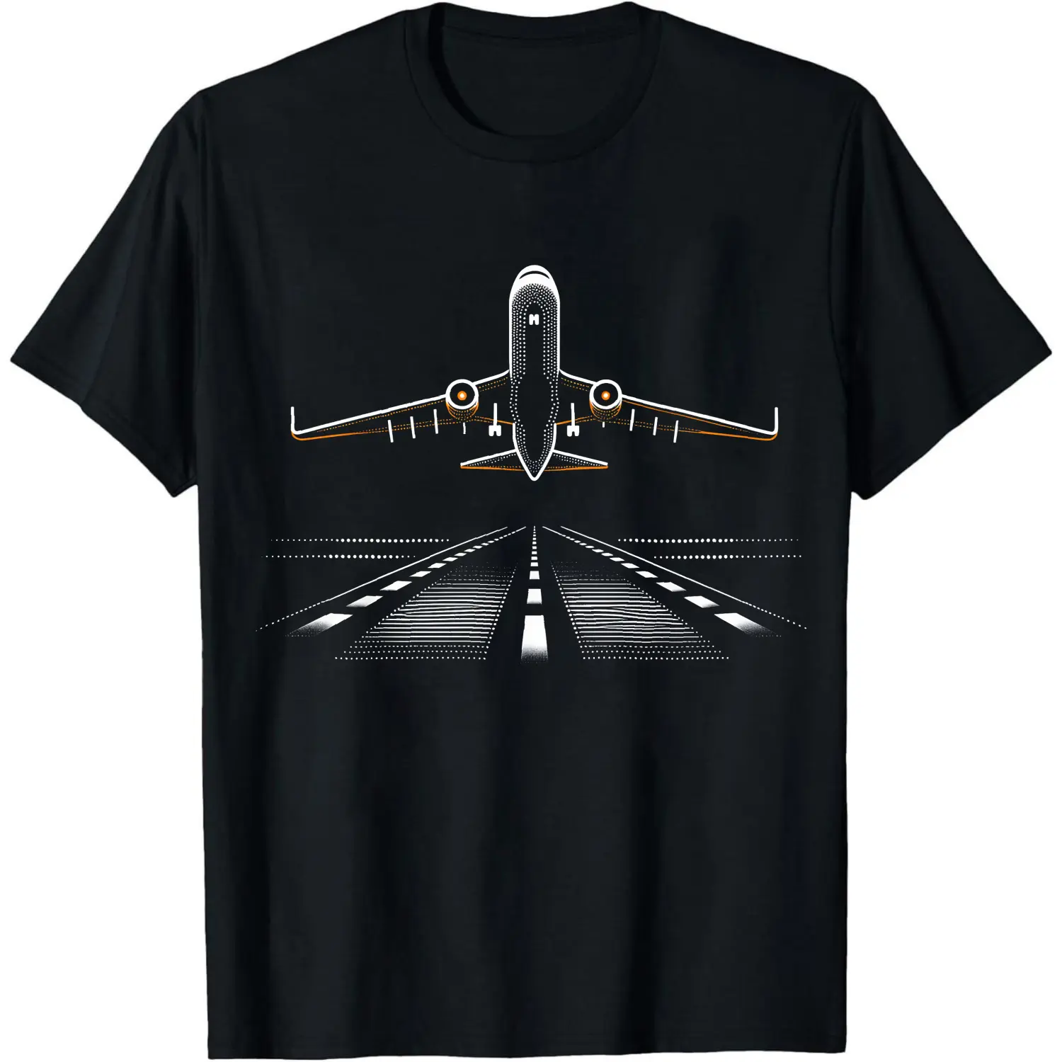 100% Cotton Airplane Landing On Runway Design T-Shirt Women Men Unisex Clothing Streetwear