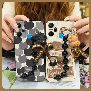 Skin-friendly feel silicone Phone Case For infinix X6823/Smart6 Plus Russia/india soft case Back Cover Dirt-resistant Bear bracelet cute protective case Simplicity