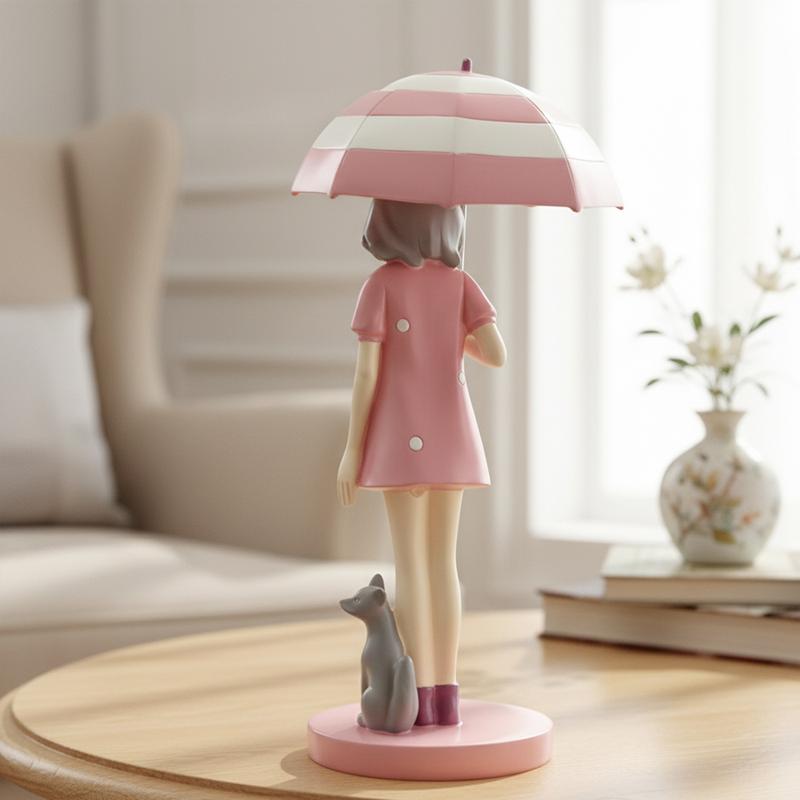 Charming Pink Girl Statue Set - Cute Resin Home Decor, Tabletop Ornament, and Sweet Gift, perfect for placing on a desk or shelf, and an ideal birthday gift for best friends and loved ones.