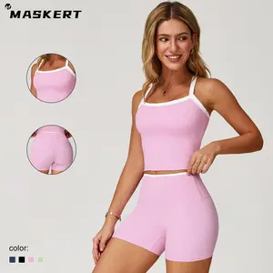 MASKERT Women's Two Piece Set Sports Tank Top and Shorts Comfortable Breathable Casual Outfit For Yoga Workouts summervibes