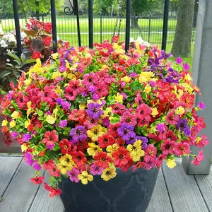 Artificial Outdoor Flowers 12 Bundles UV Resistant Faux Plants Realistic Fake Flowers for Garden Porch Patio Window Box Planter Home Decor Indoor Outdoor Decoration (Planter Not Included)