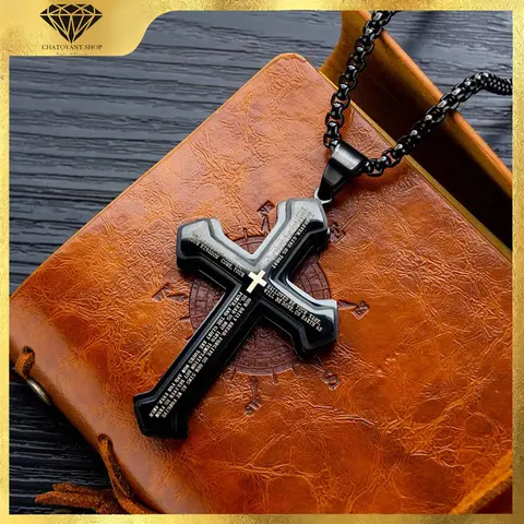 Men's Stainless Steel Cross Pendant with Necklace - Durable Fashion Accessory, Tarnish-Free 3.0in Cross, 24in Chain, Stainless Steel Jewelry for Adults, Christian Gift for Communion, Birthday