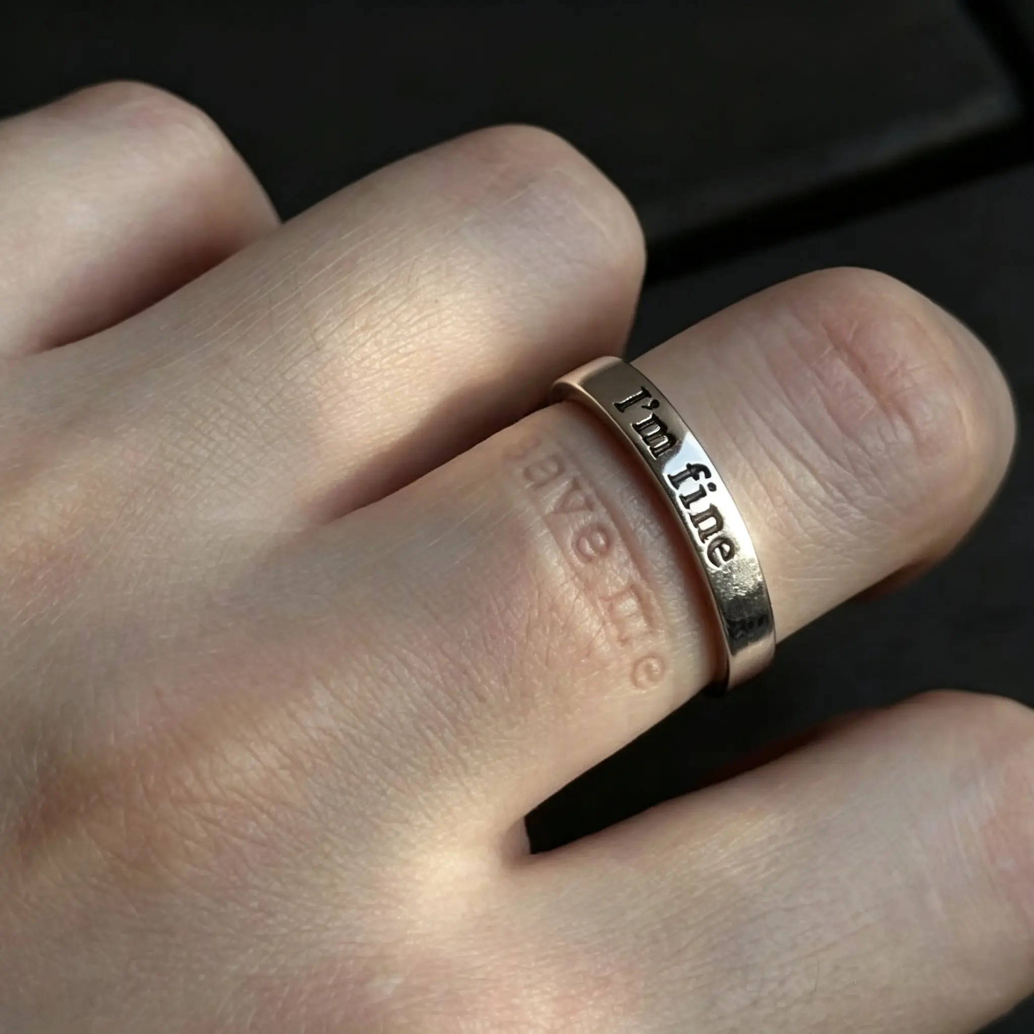 I'm Fine Engraved Adjustable Ring for Women Men, Minimalist Open Band Ring, Inspirational Statement Ring, Everyday Jewelry, Gift for Her Him