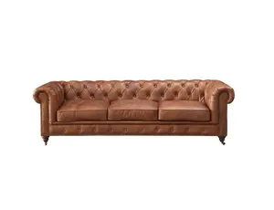 Century Chesterfield Sofa - Bark Brown Leather | Crafters And Weavers