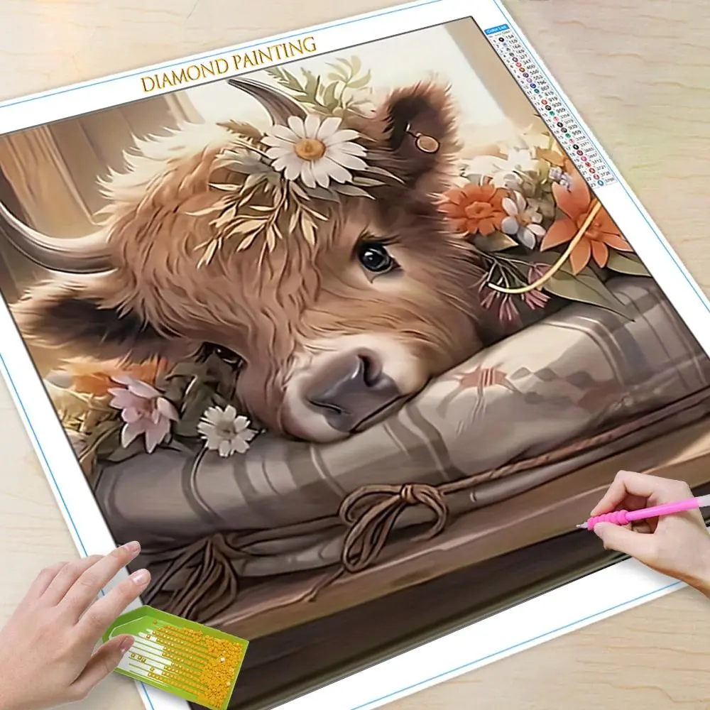 Cartoon Cow Pattern DIY Diamond Arts Colorful Painting Kit without Frame, DIY 5D Diamond Arts Colorful Painting Kit, Handcraft Wall Art Decor for Home, Diamond Painting Kits, Handicraft