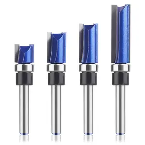 Professional Pattern Flush Trim Router Bits 1/4 Inch Shank, Bottom Bearing Flush Trim Router bit Set, Cutting Diameter: 1/2", Cutting Height Respectively 1/2", 3/4", 1", 1-1/2".