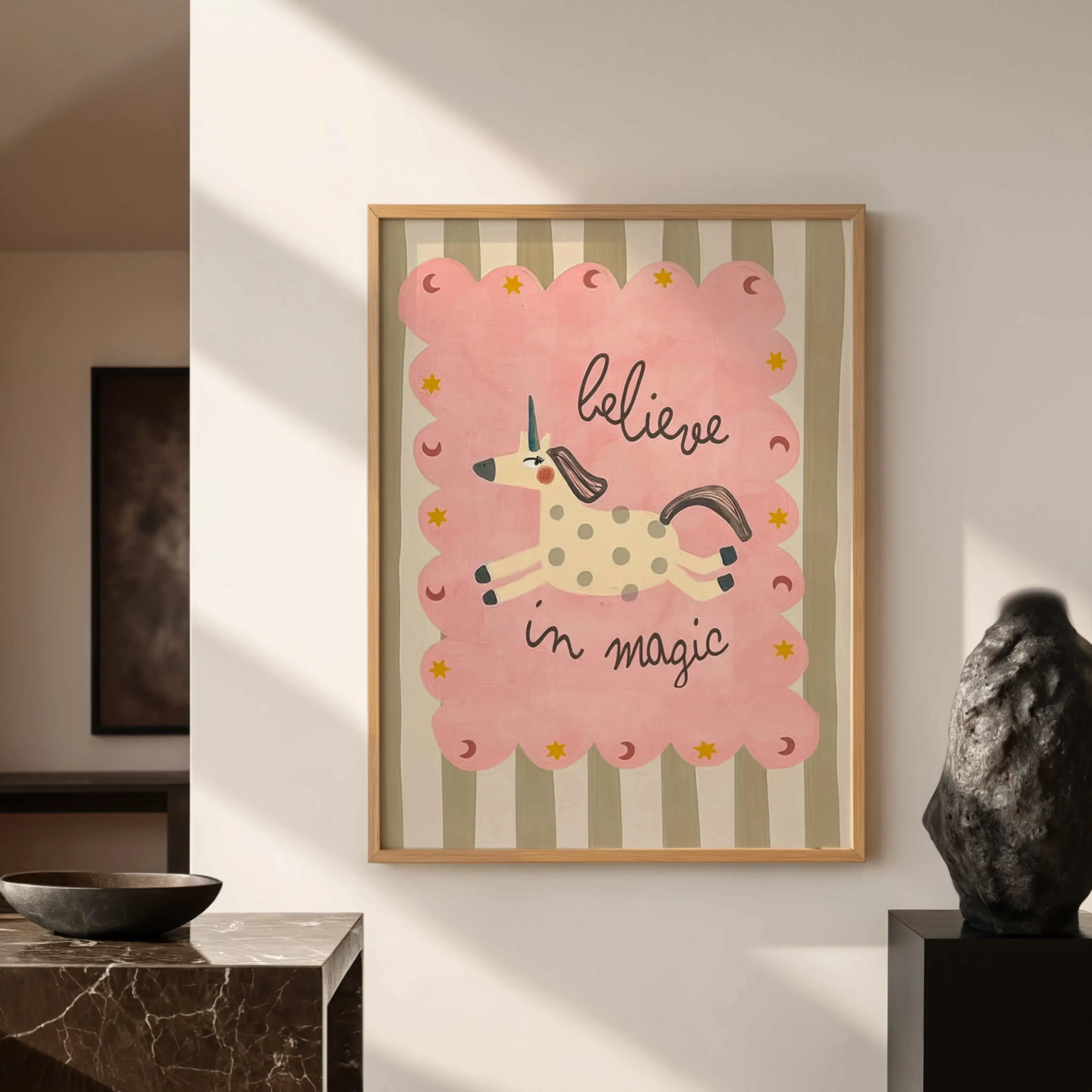 Unicorn Nursery Wall Art Baby Girl Room Decor Colorful Kids Poster Print