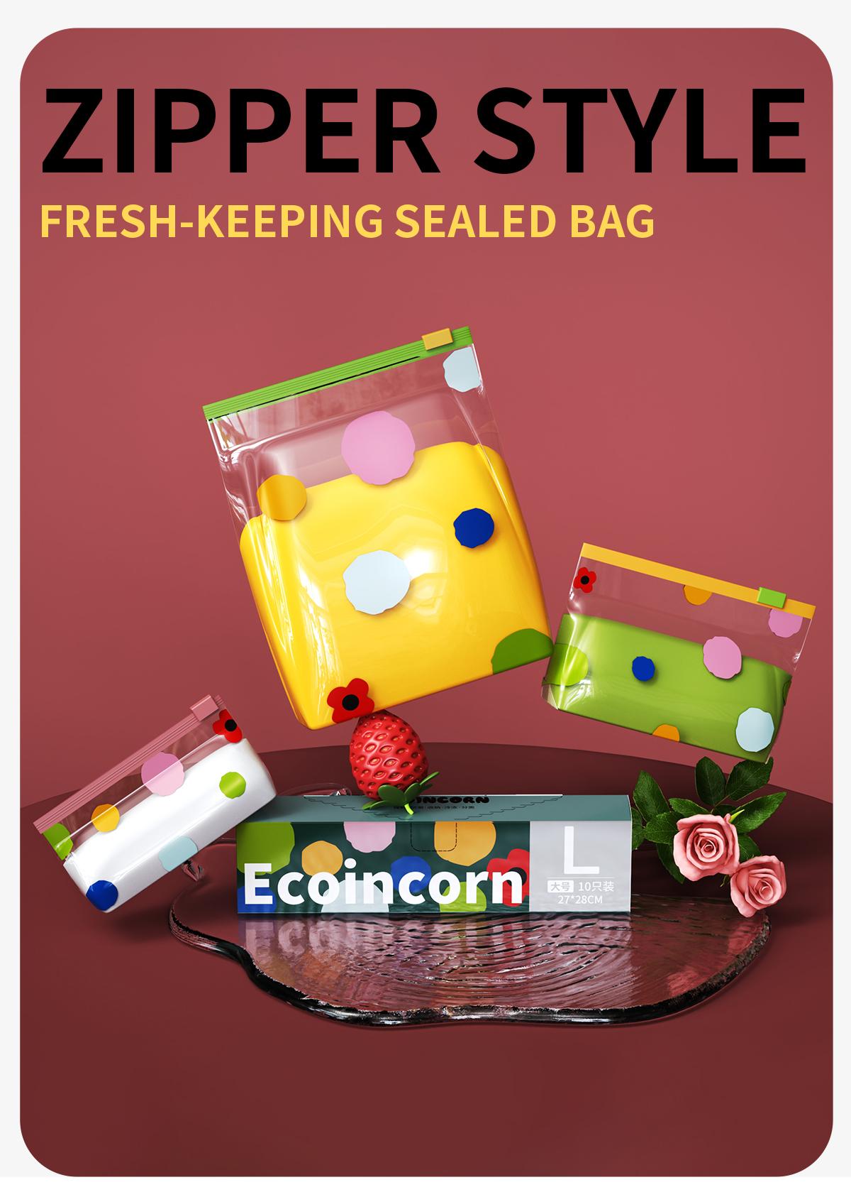 Sealed bag, food preservation bag, household self sealing bag, plastic sealing, thickened refrigerator storage, refrigeration special packaging with sealing tape