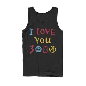 Men's Marvel Love You 3000 Crayon Print Tank Top