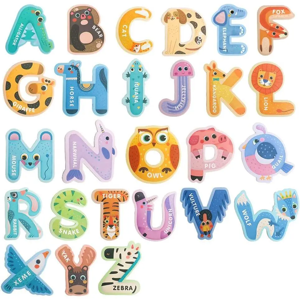 Large 3" Jumbo EVA Foam Magnetic Letters Set - 26 Pcs Vibrant Animal-Shaped Uppercase ABC Fridge Magnets, Soft-Touch High-Quality Preschool Educational Toy for 3-5 Year Old Toddlers (Improves Letter Spelling, Hand-Eye Coordination)