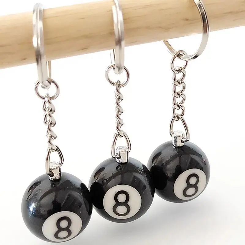 Unisex Fashion Creative 2.5cm Scratch-Proof Resin Pool Ball #8 Keychain, Lucky Billiard Themed Jewelry, Gift Ideas for Billiards Enthusiasts