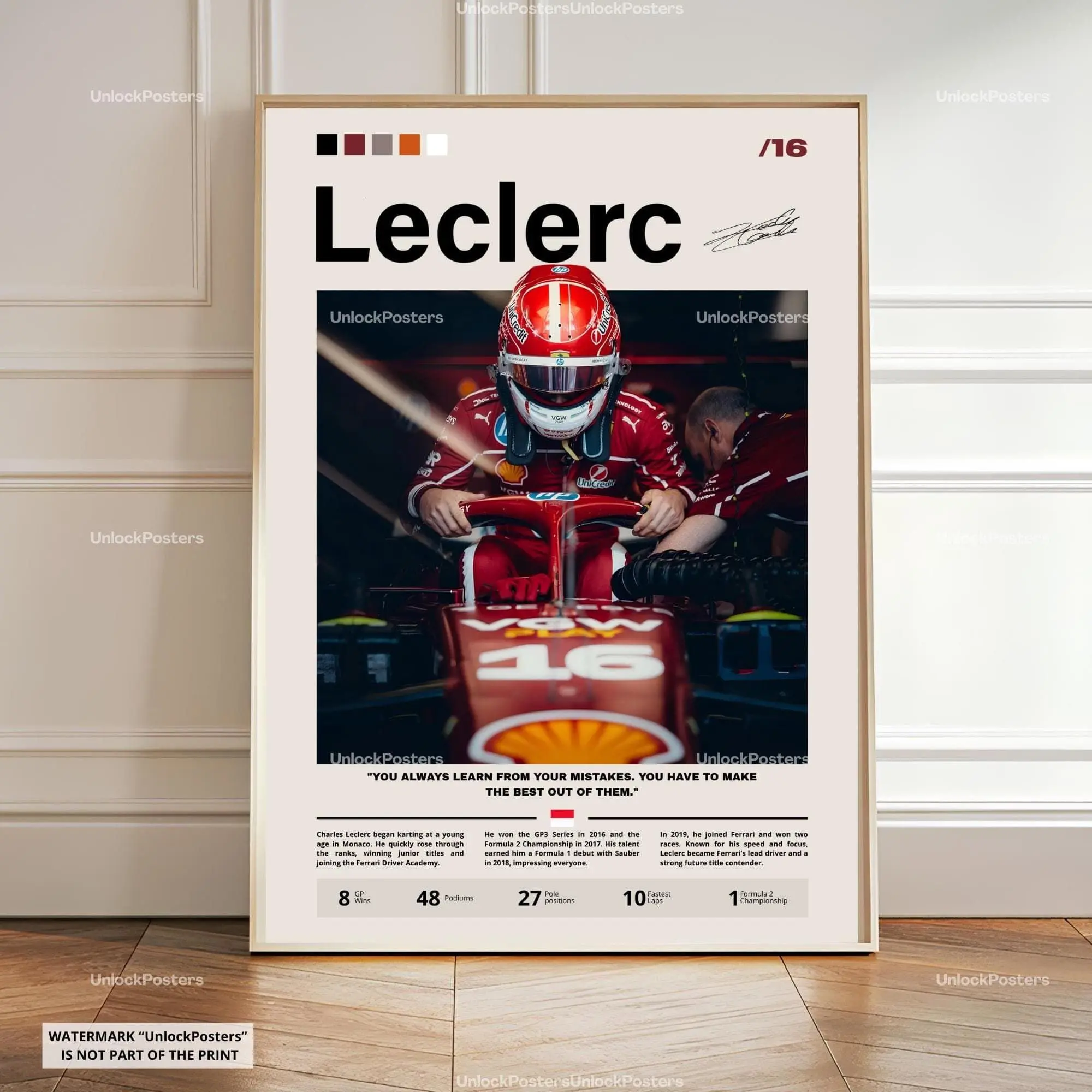 [Racing Decor - Sale Up To 40%] [Unframe] Charles Leclerc Ferrari Racing Poster, Monaco Grand Prix Champion Wall Art, Ferrari Racing Portrait, Professional Motorsport Decor, Scuderia Racing Illustration