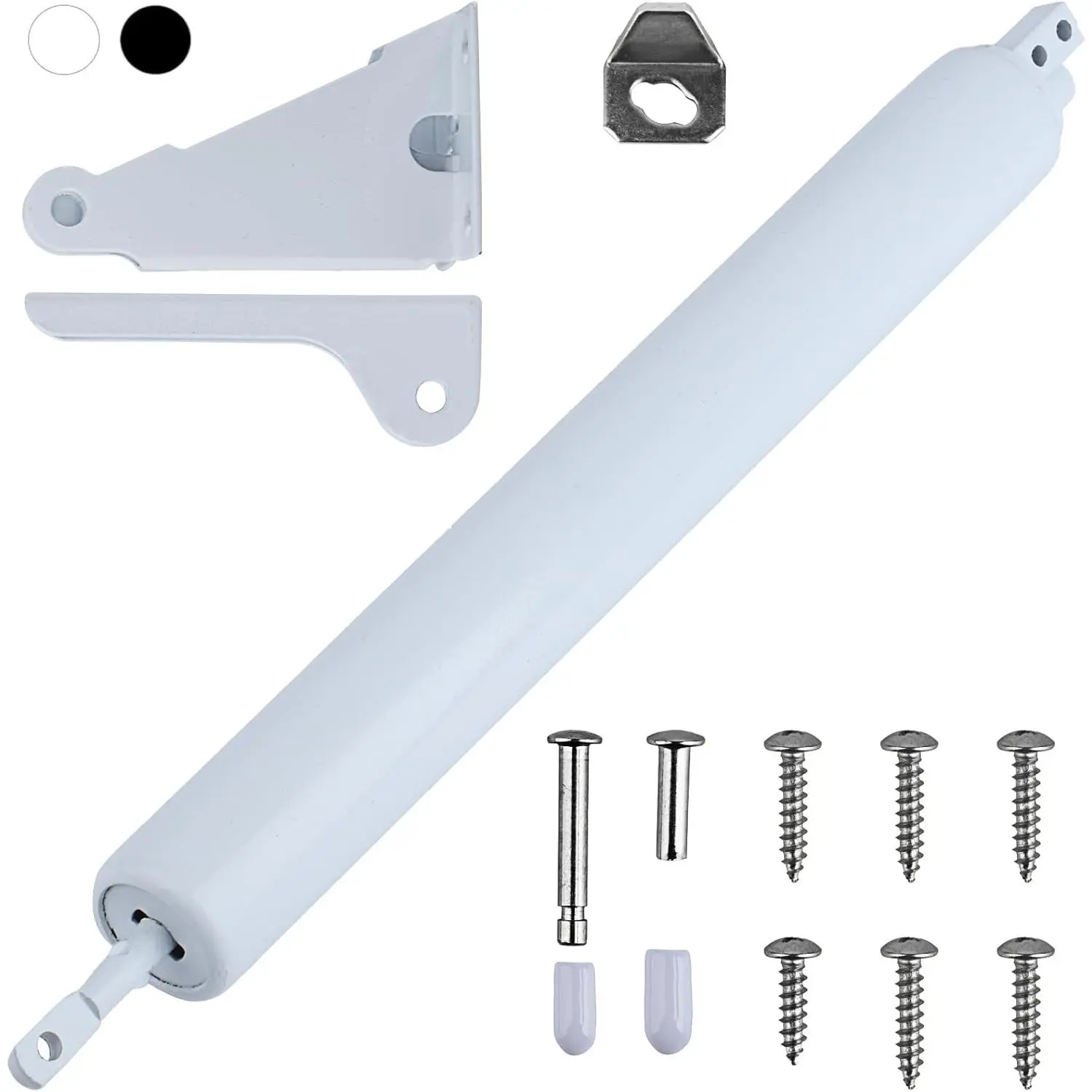 Storm Door Closer,1 Set Screen Door Closer,Pneumatic Door Bracket, Window Closer Safety Closure with Hold Open for Storm(White)