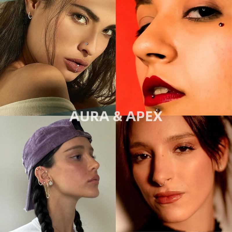 124pcs Mixed-pack Kits For All Body  Stainless Steel 14g 16g 20g And With Tools Nose Septum Lip EarBelly Button Cartilage Tragus