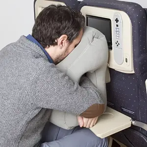 Inflatable pillow supports neck and head, PVC plush, prone sleeping pillow, - easy to inflate valve, very suitable for long-distance travel flights, cars, trains, and office napping, soft support for long-distance flights, essential for road travel