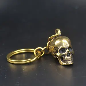 [Gothic Skull] Handcrafted Brass Gothic Skull Keychain |   Brass |   Unique Backpack Charm Pendant, Gothic Accessory for Dark & Macabre Themes-RTJ45