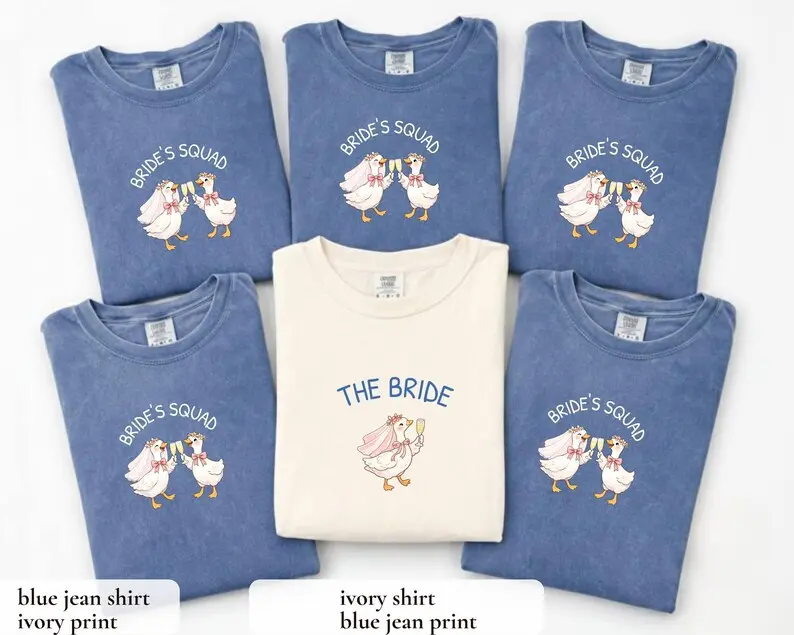 Comfort Colors Bride's Squad Bridesmaid T-Shirt, Bridal Party Gift, Silly Goose Bride Shirt, Wedding Day Getting Ready, Funny Bachelorette Merch